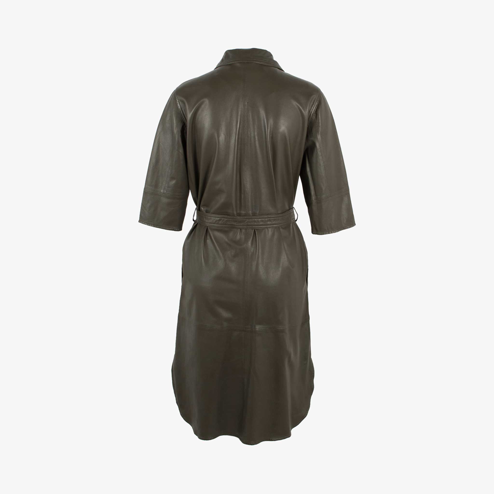 Mantelkleid Leder, Rückenansicht | oliv