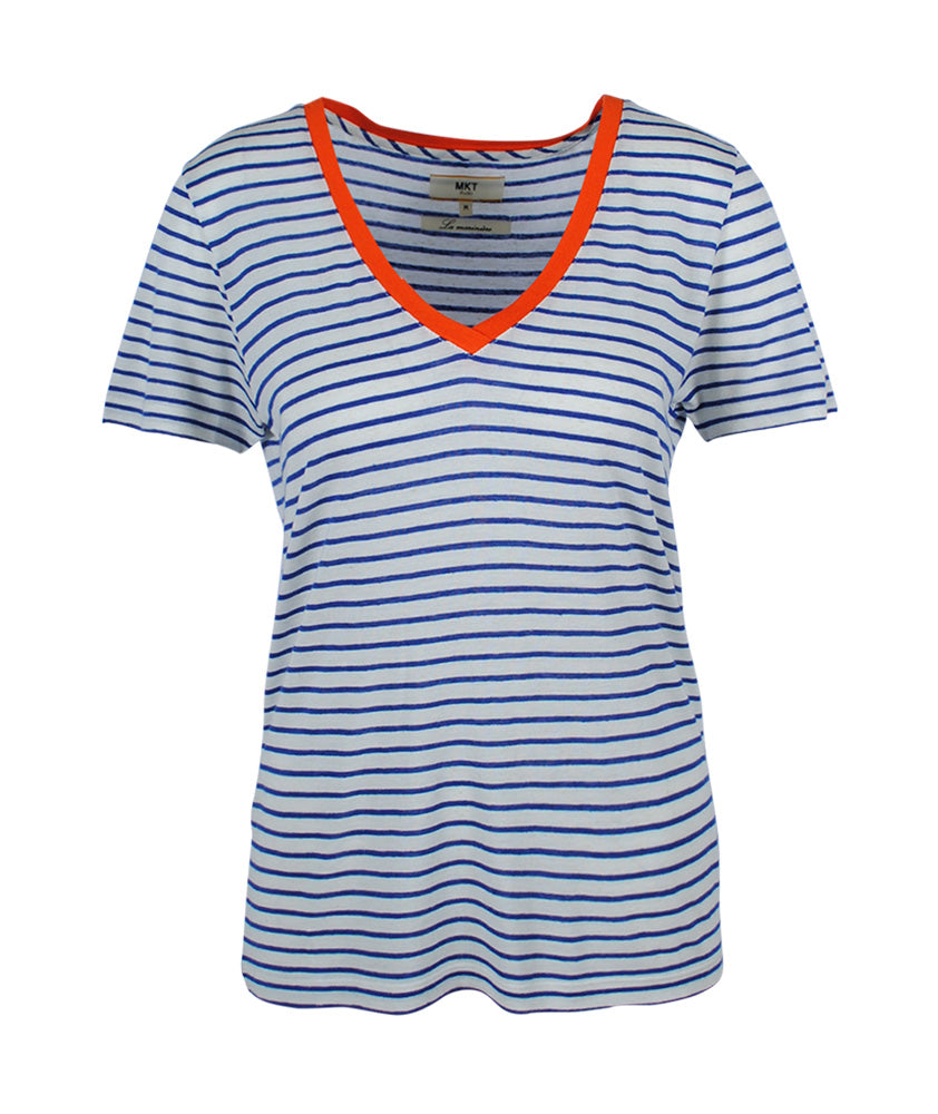V-Shirt Ringel Talo | blau-weiß
