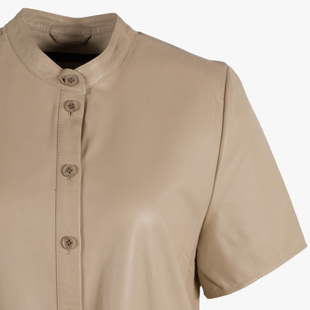 Lederkleid Halbarm | beige