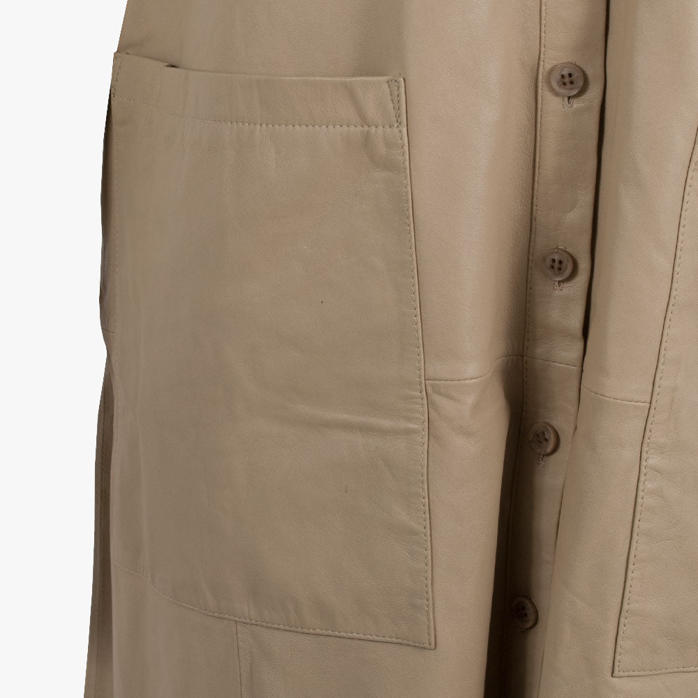 Lederkleid Halbarm | beige