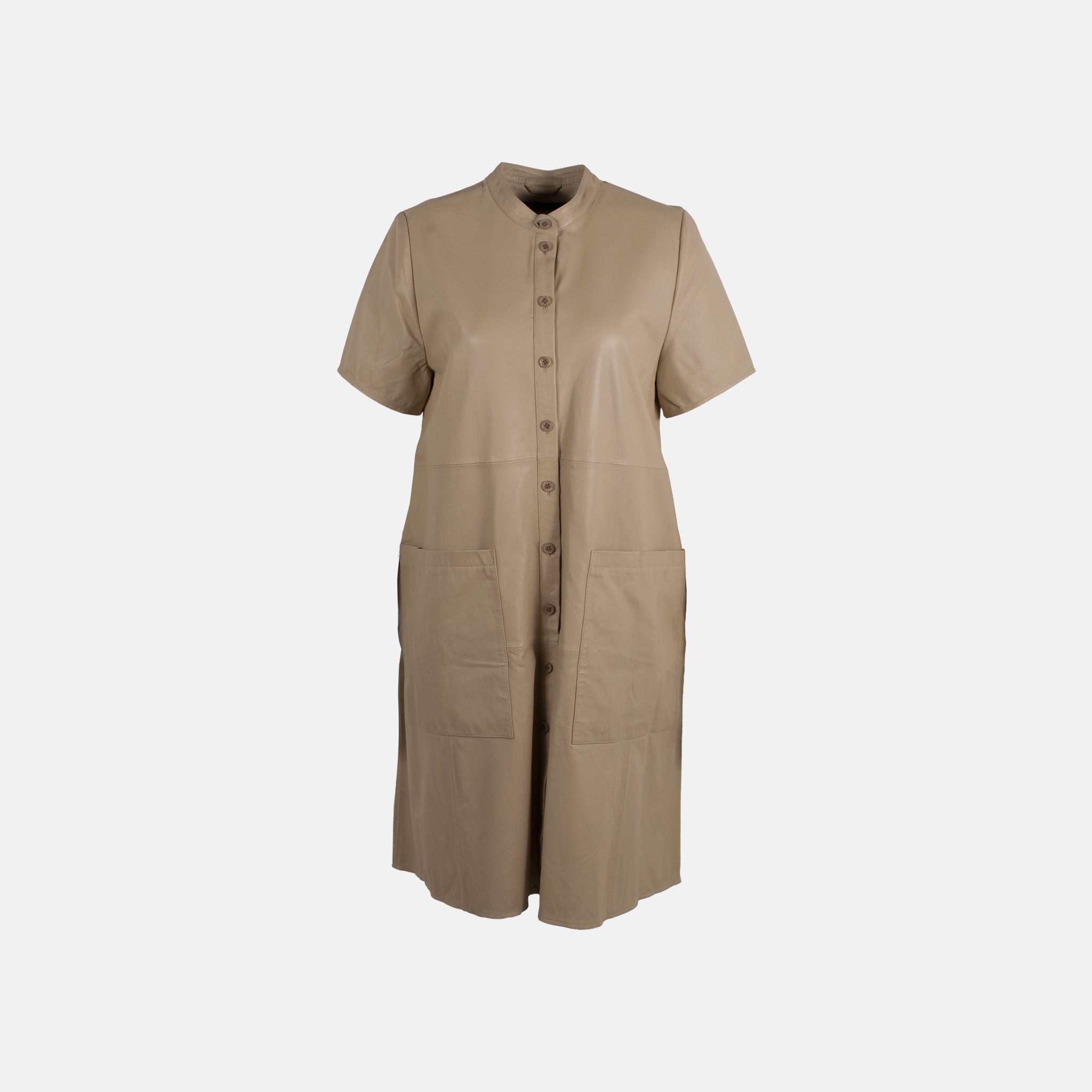 Lederkleid Halbarm | beige