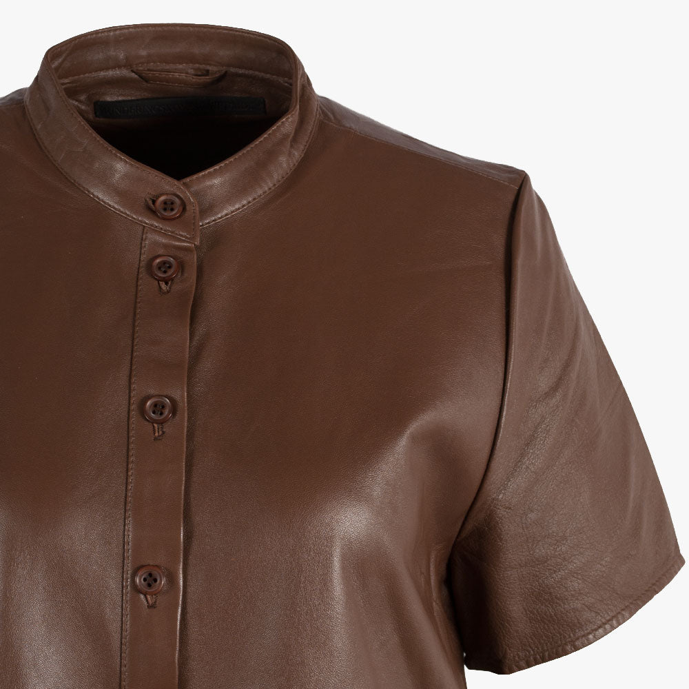 Lederkleid Halbarm | braun