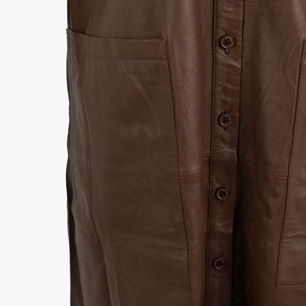Lederkleid Halbarm | braun