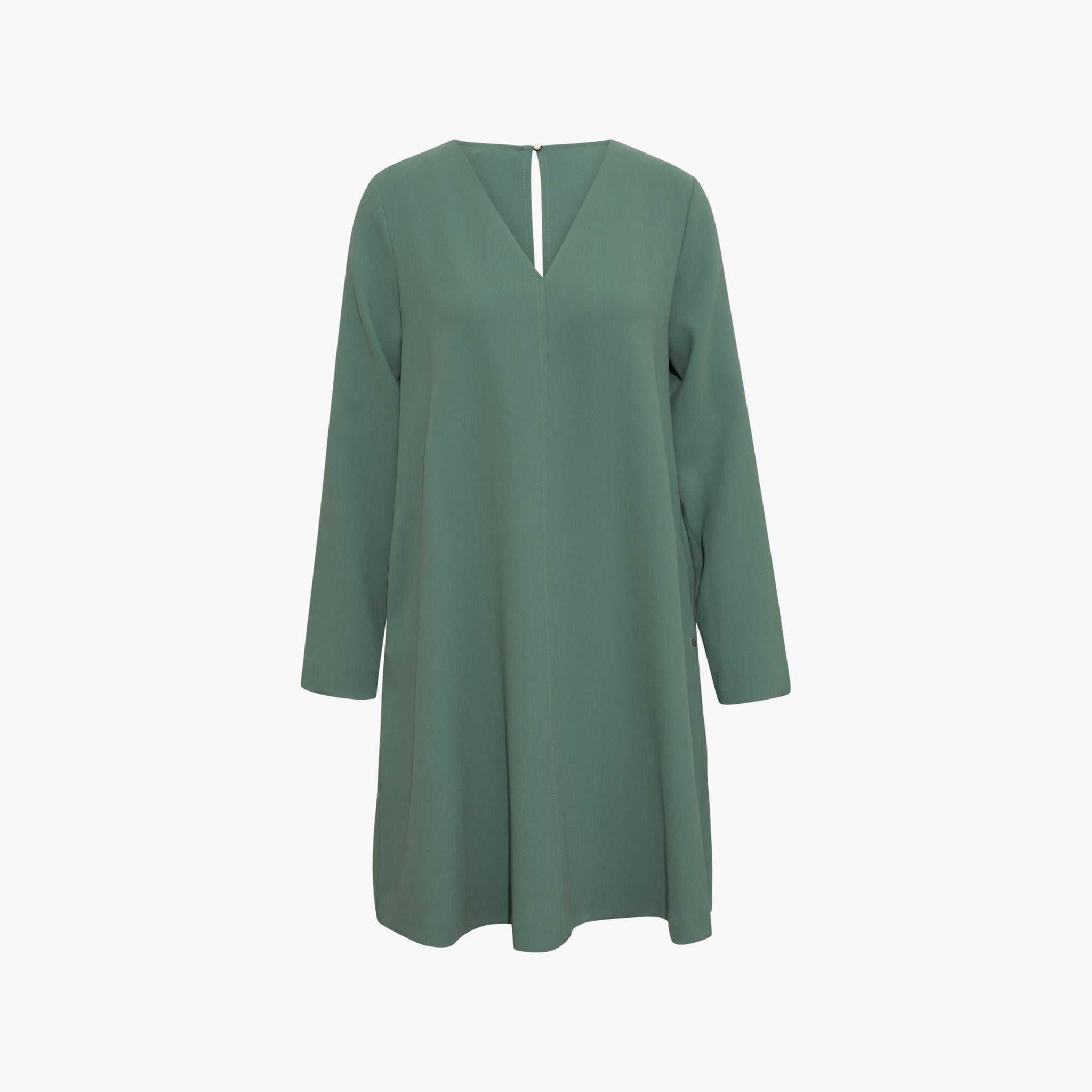 Kleid V-Neck uni | pinie