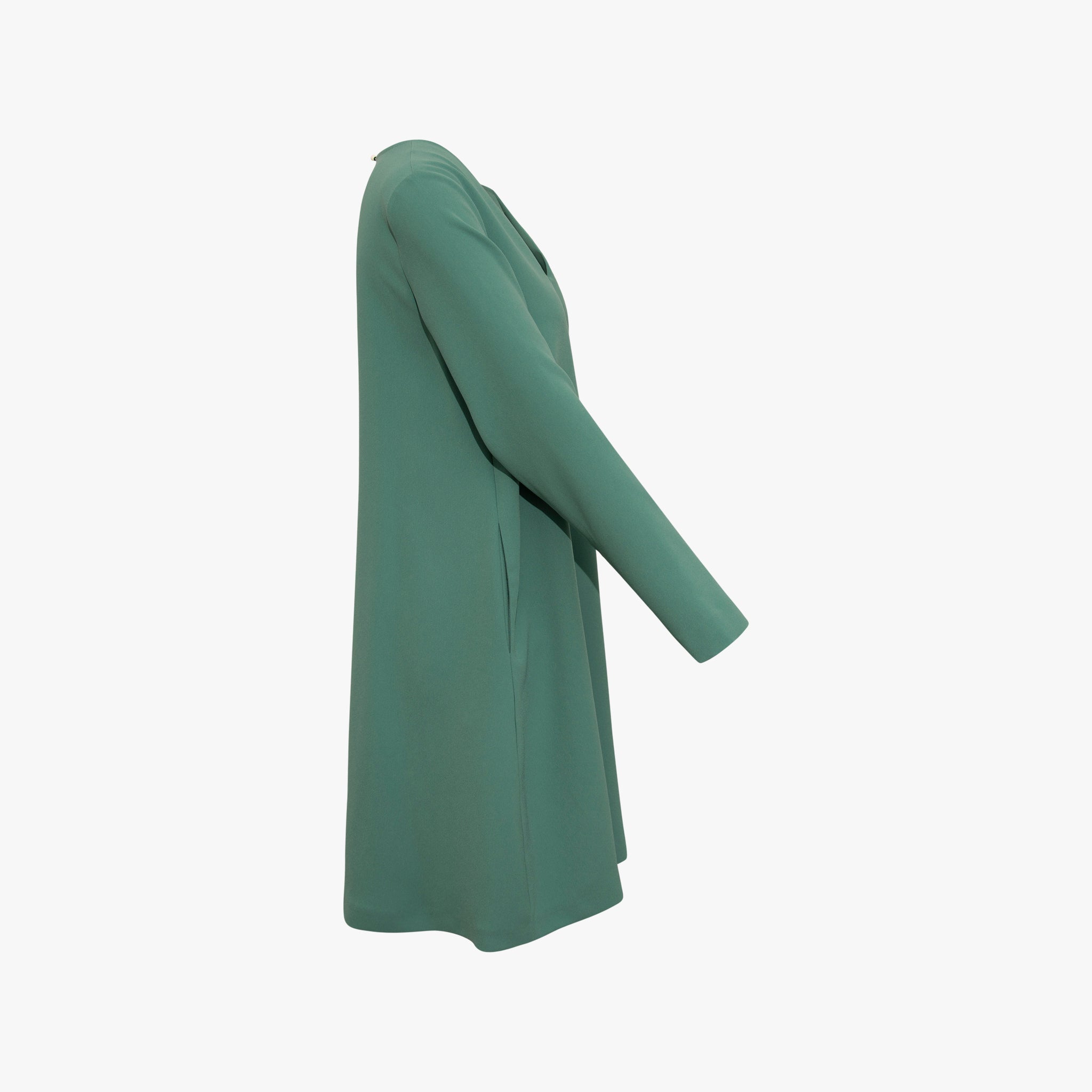 Kleid V-Neck uni | pinie