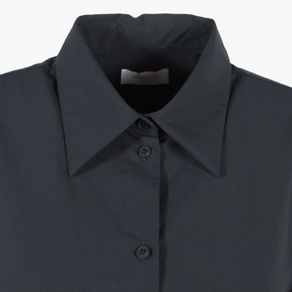 Otto´Dame, Maxikleid Uni Cotton, Detail Kragen | blau