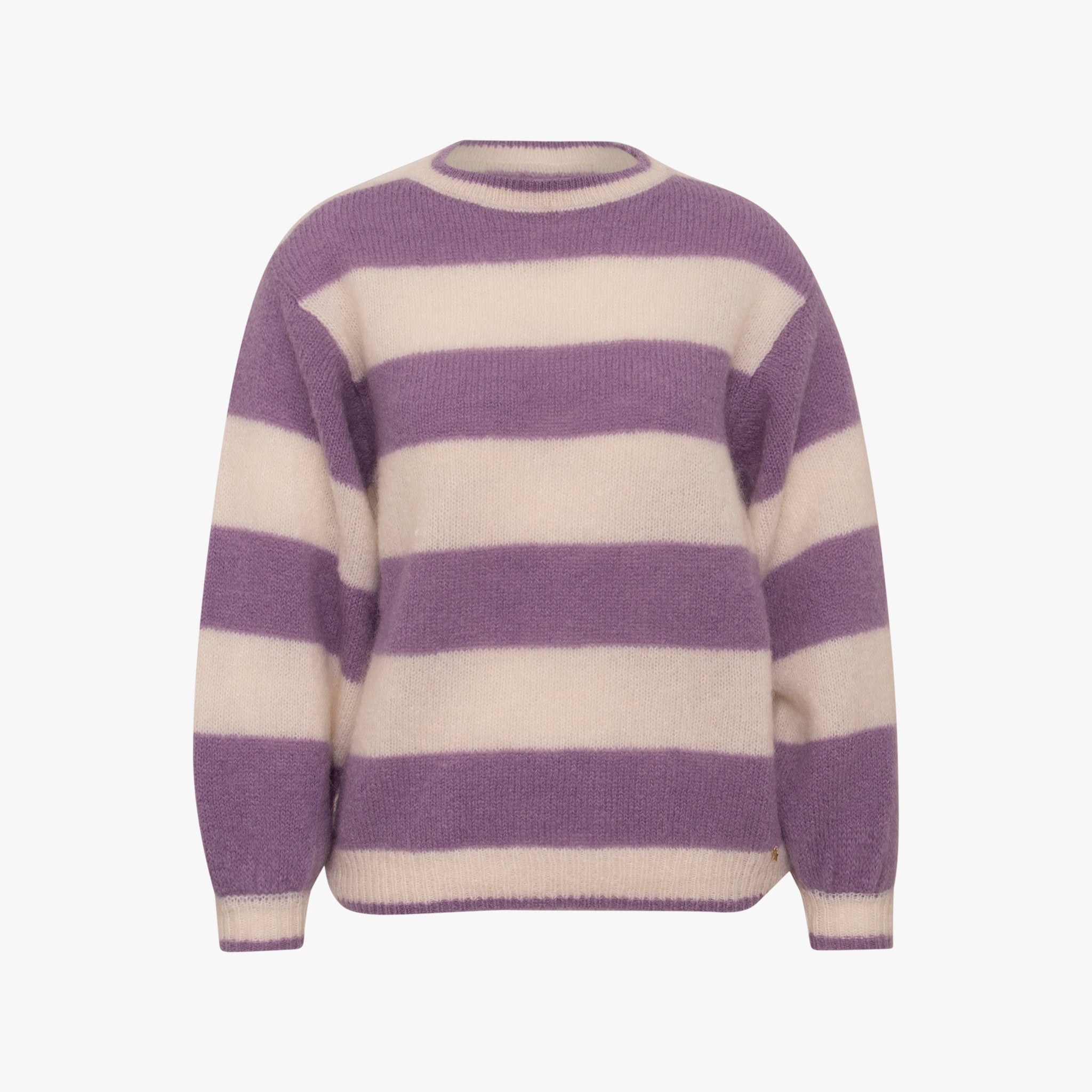 Pullover Blockstreifen | lila-weiß