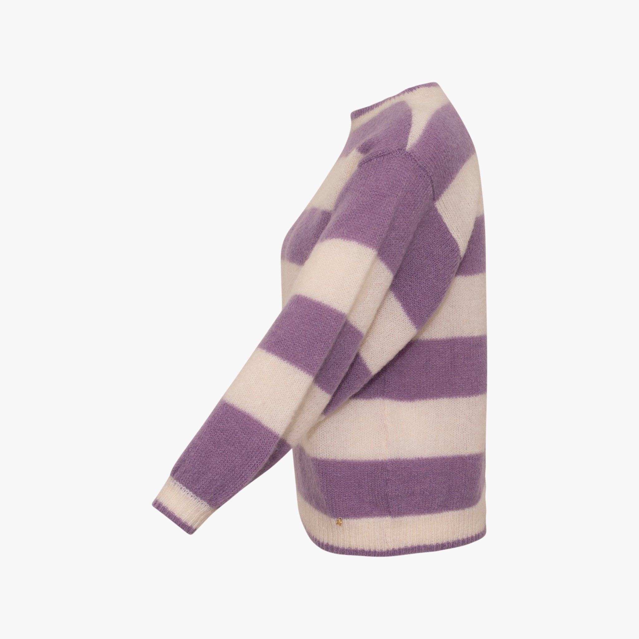 Pullover Blockstreifen | lila-weiß