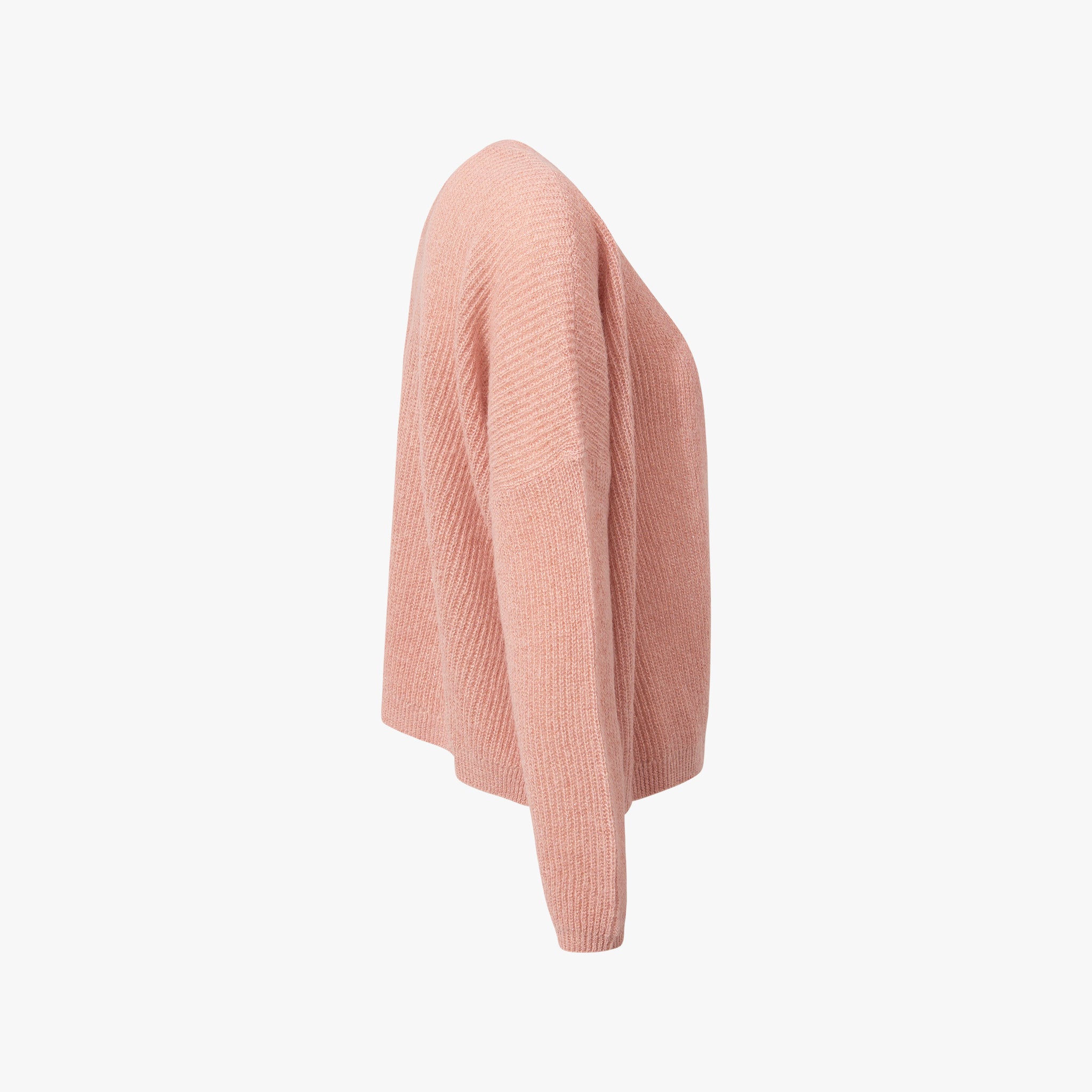 Cardigan Rippe open | rose