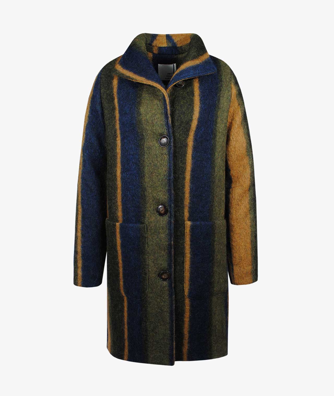 Kurzmantel Streifen | blau-grün