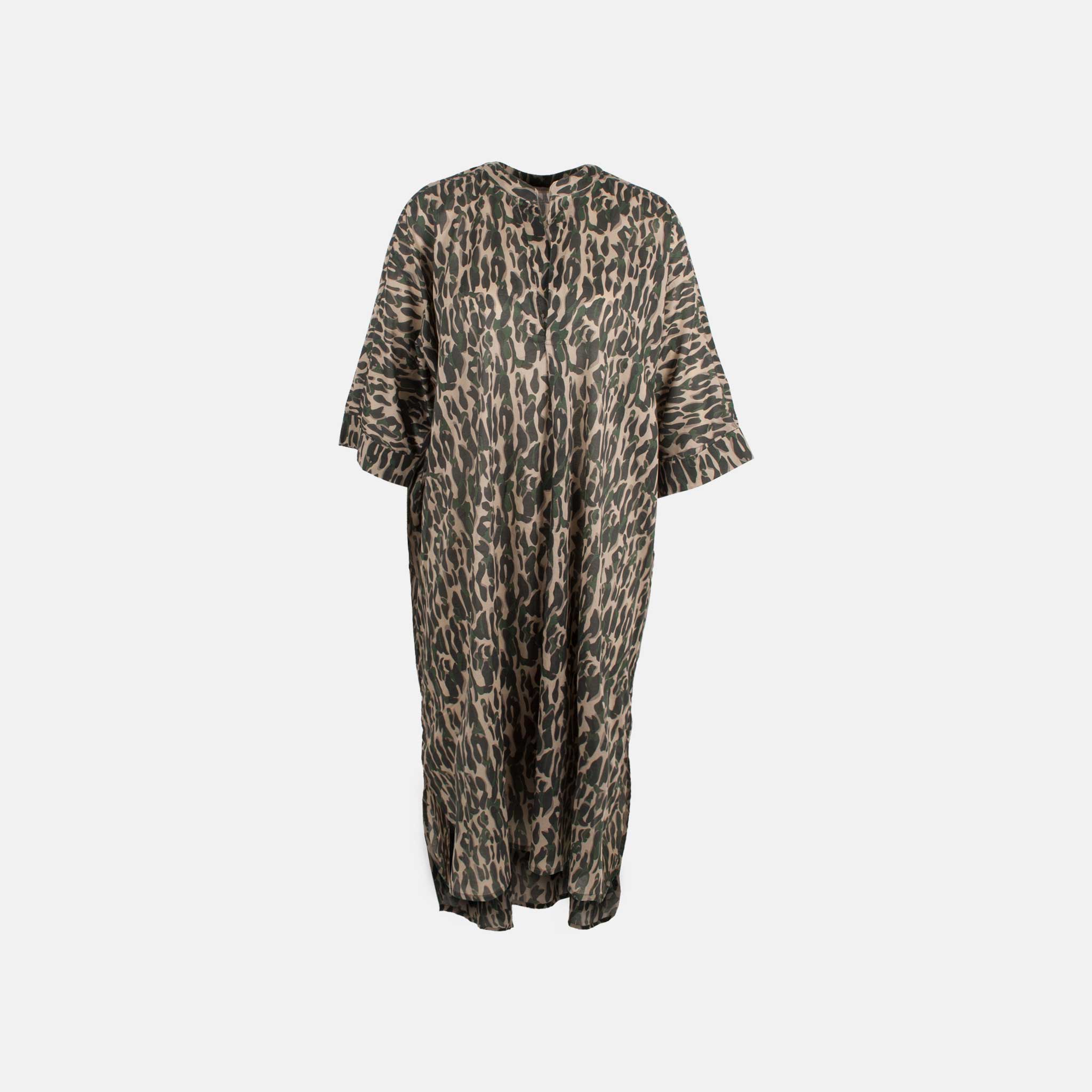 Rabens Saloner Kaftankleid Animalprint | grün