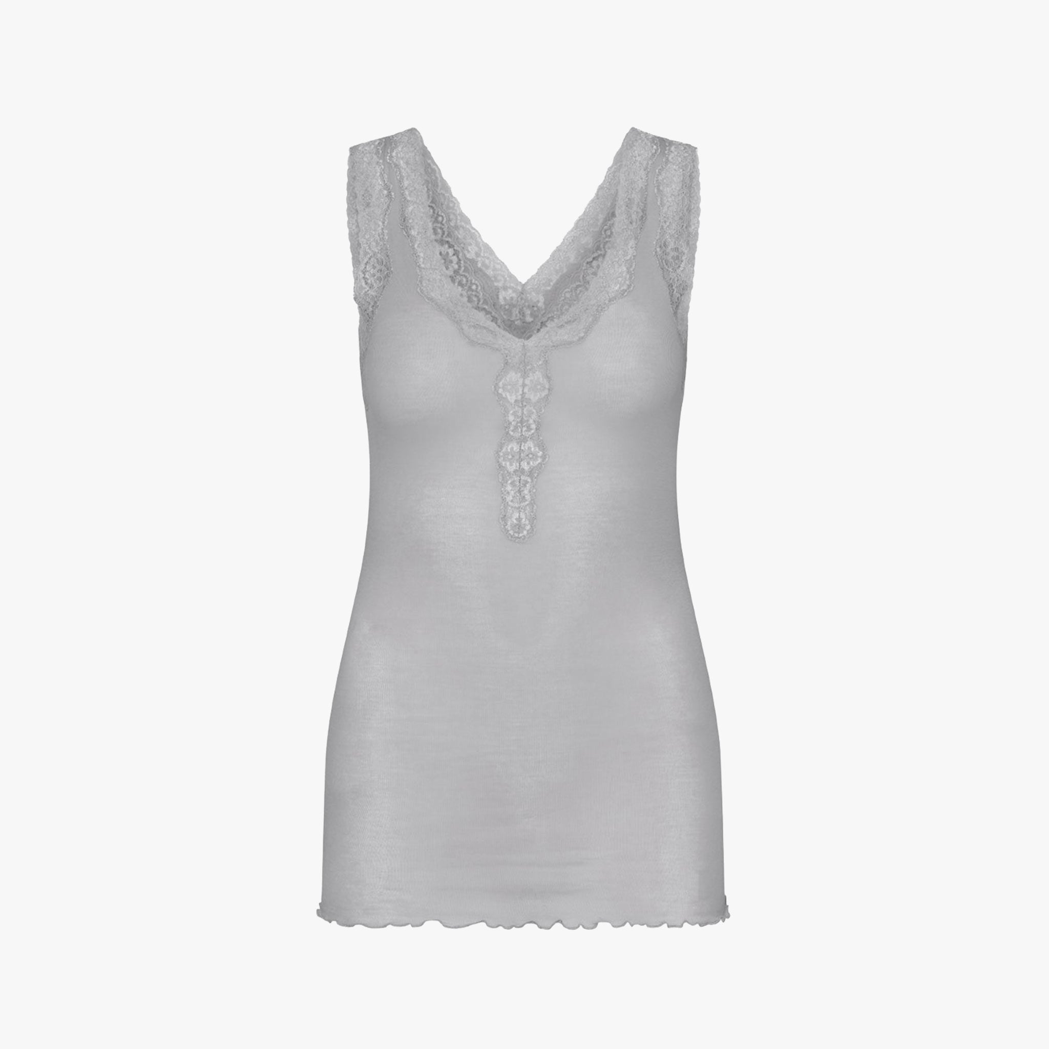 Seamless Basic Top Rüschenkante | grau