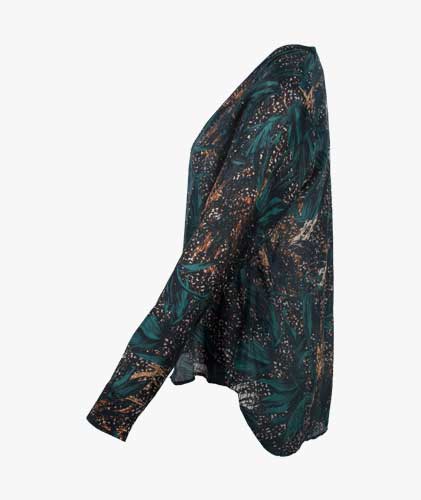 Bluse Palmprint (petrol, 32) | petrol