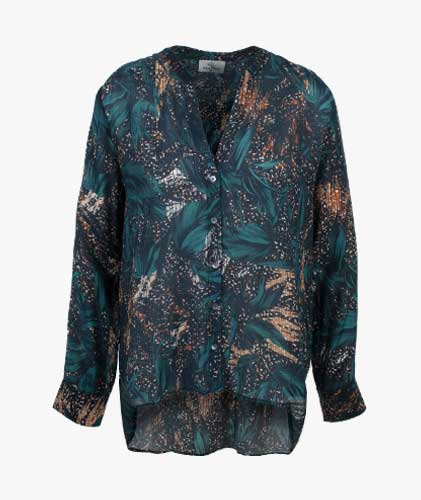 Bluse Palmprint (petrol, 32) | petrol
