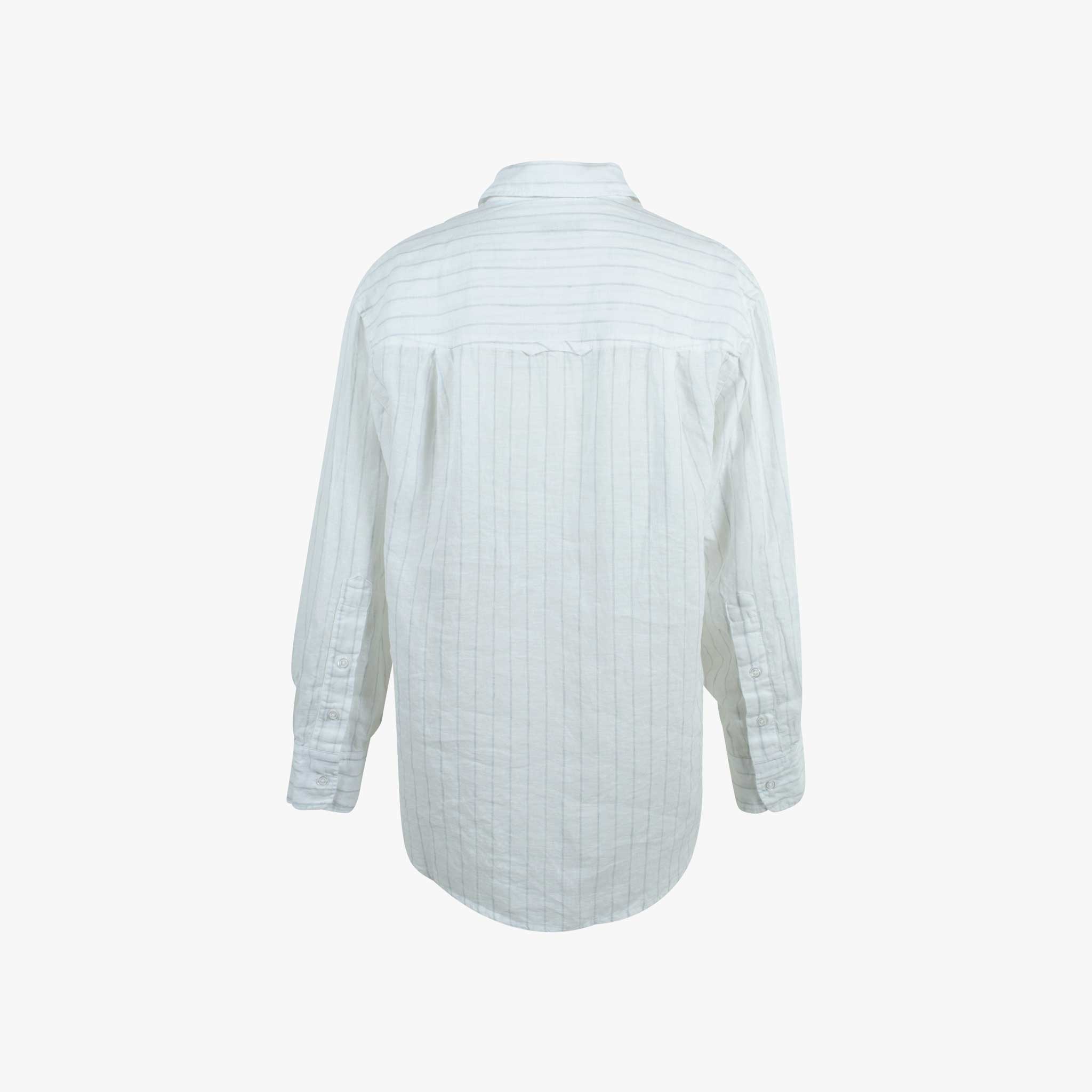 Leinenbluse Streifen | weiß