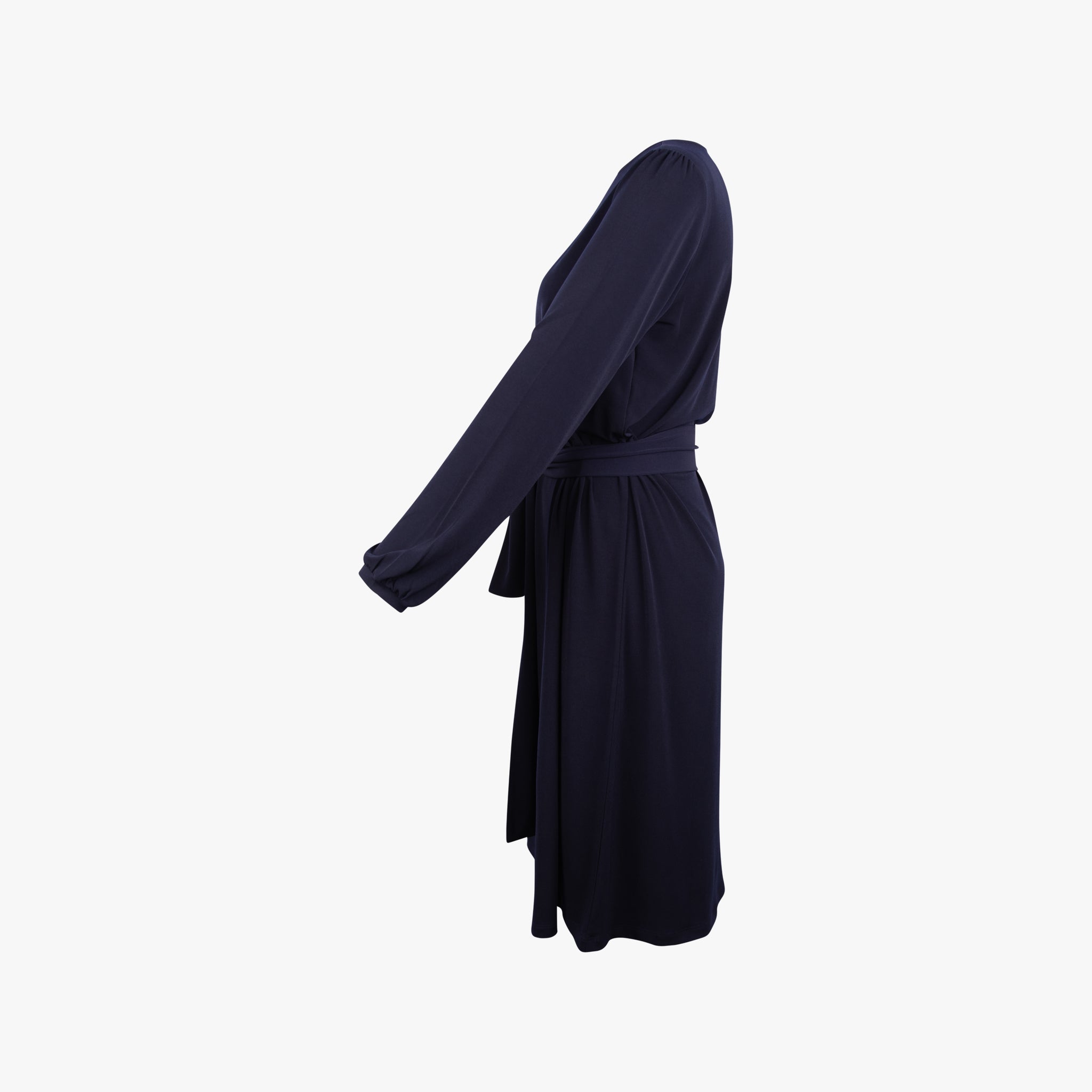 Trvl Drss Kleid Raffärmel | dunkelblau
