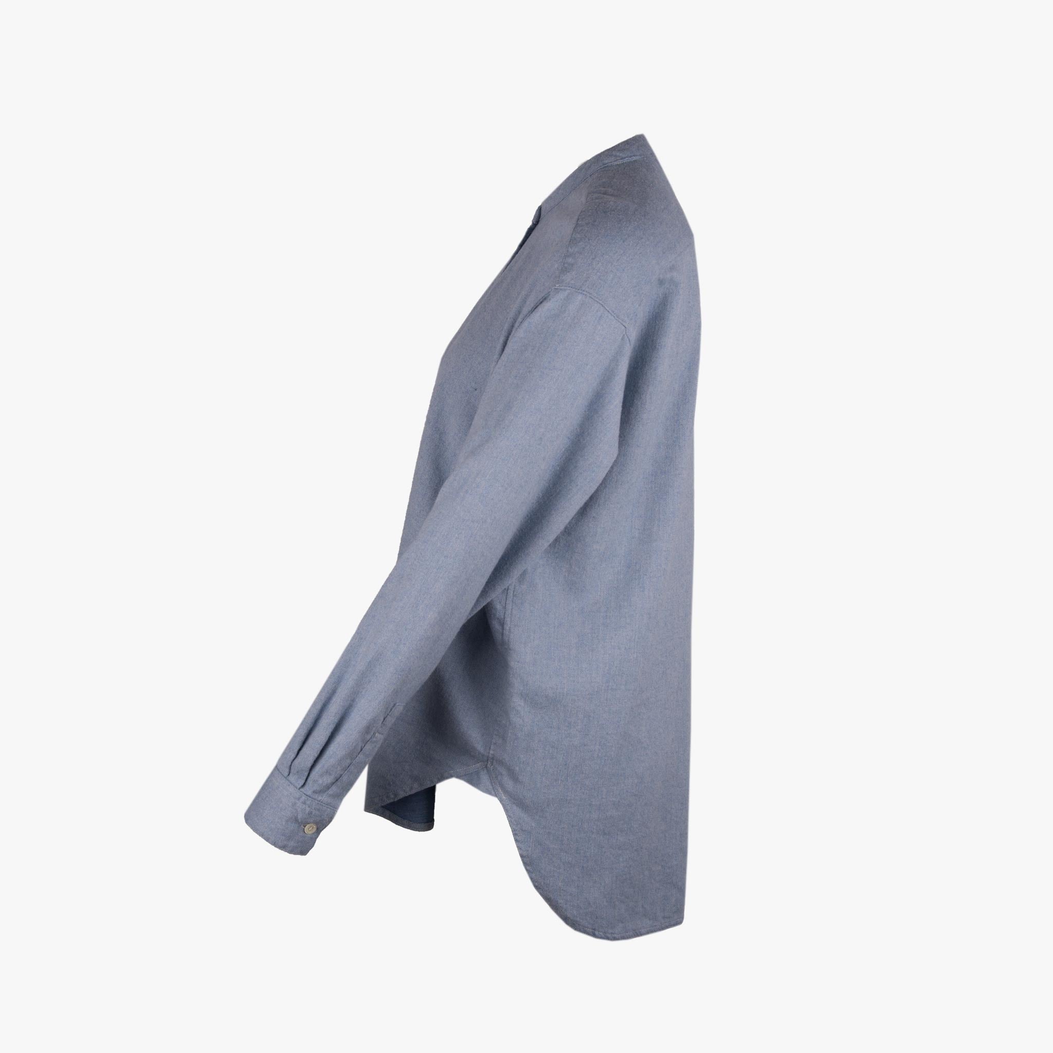 The white Shirt Hemdbluse Flanell | hellblau