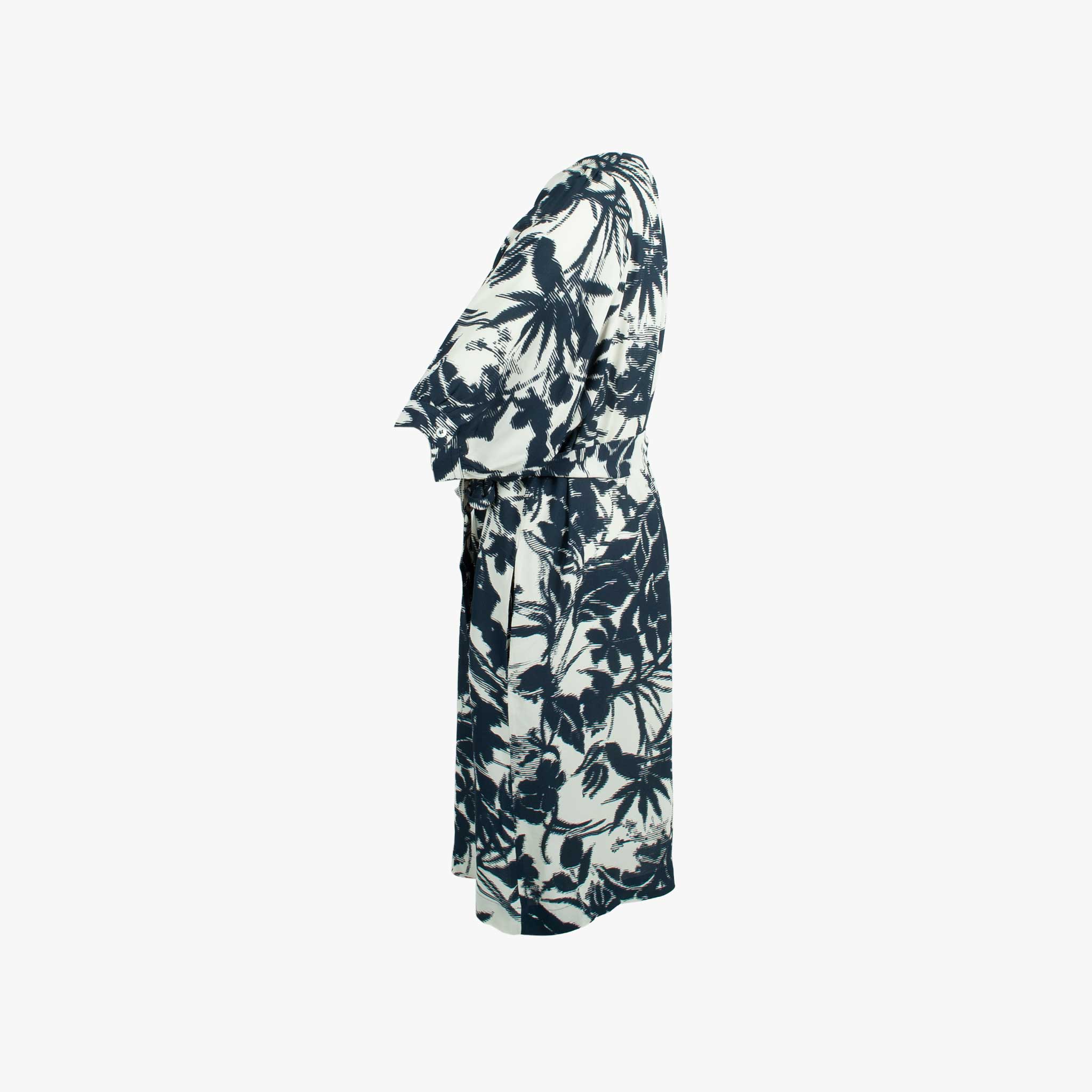 Zenggi Kleid Leafprint | dunkelblau