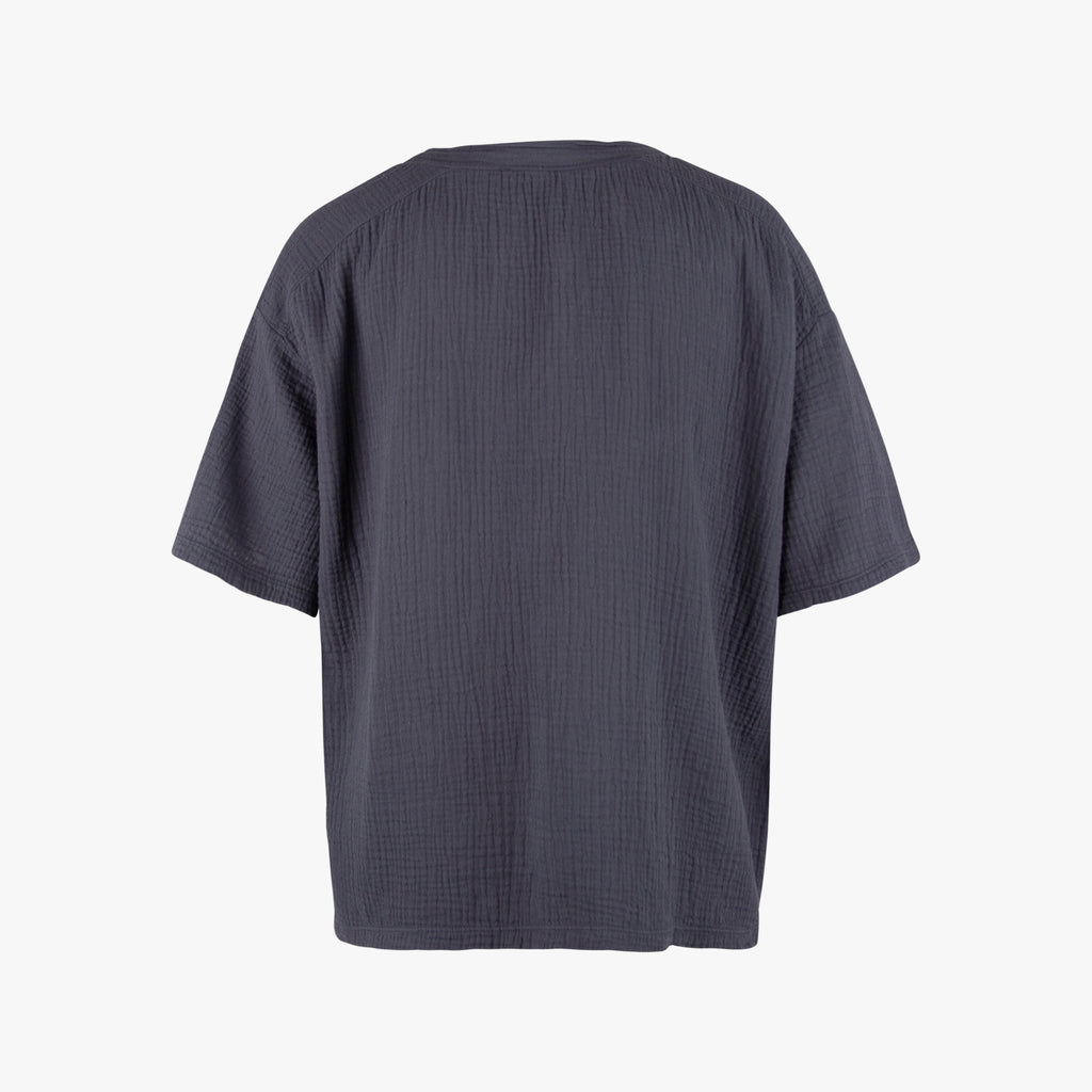 V-Bluse Musselin | blaugrau