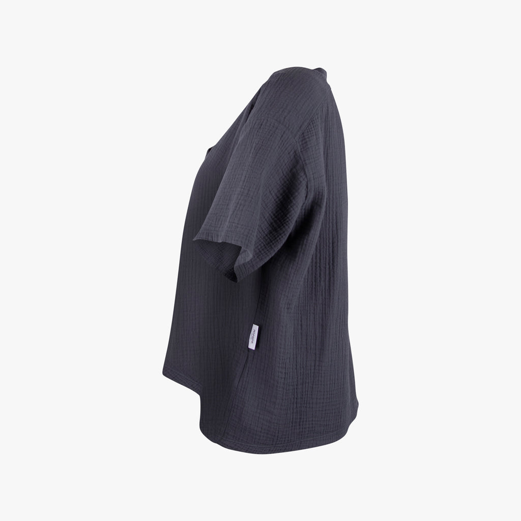 V-Bluse Musselin | blaugrau