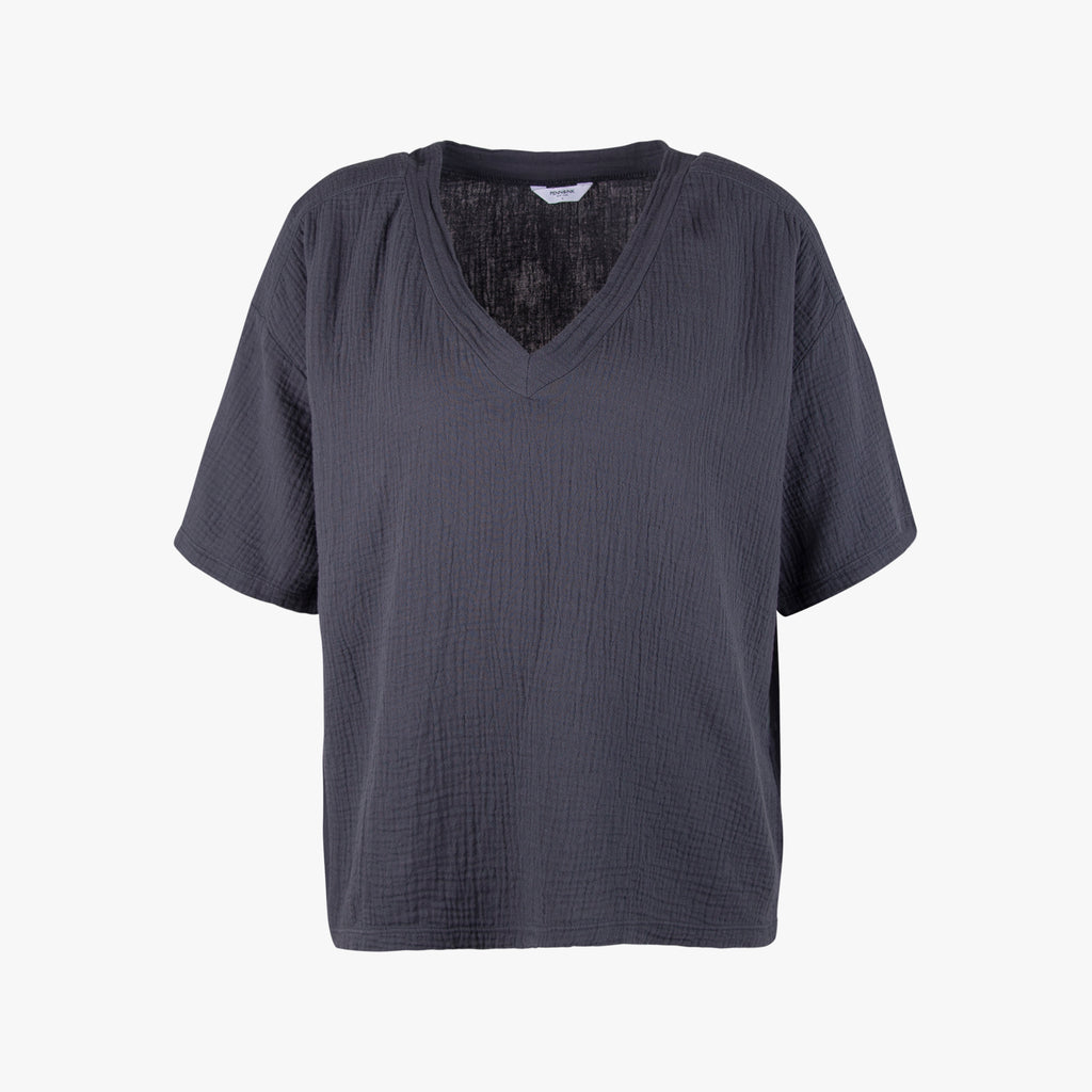 V-Bluse Musselin | blaugrau