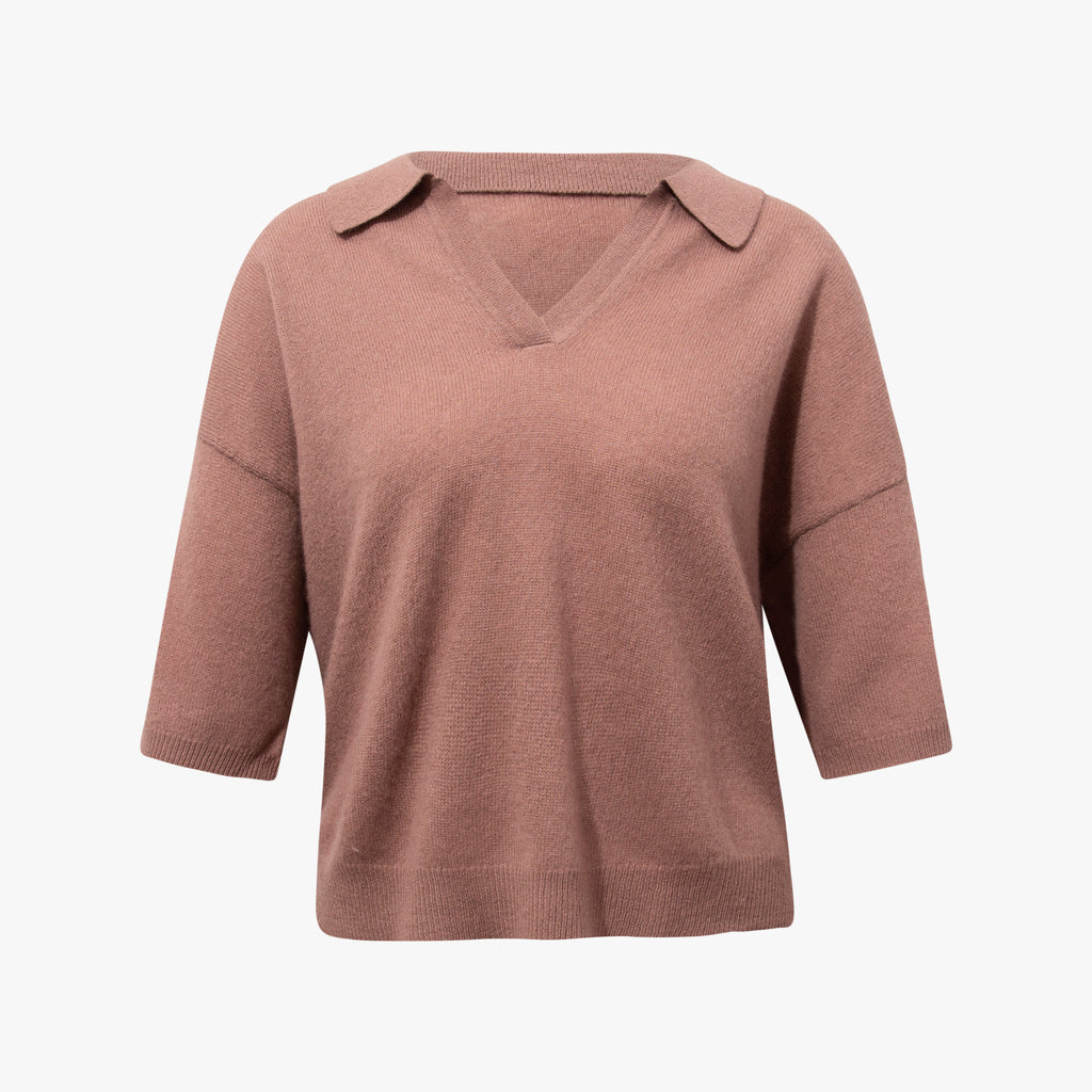 Absolute Casmere Pulli Polokragen | braun-beige