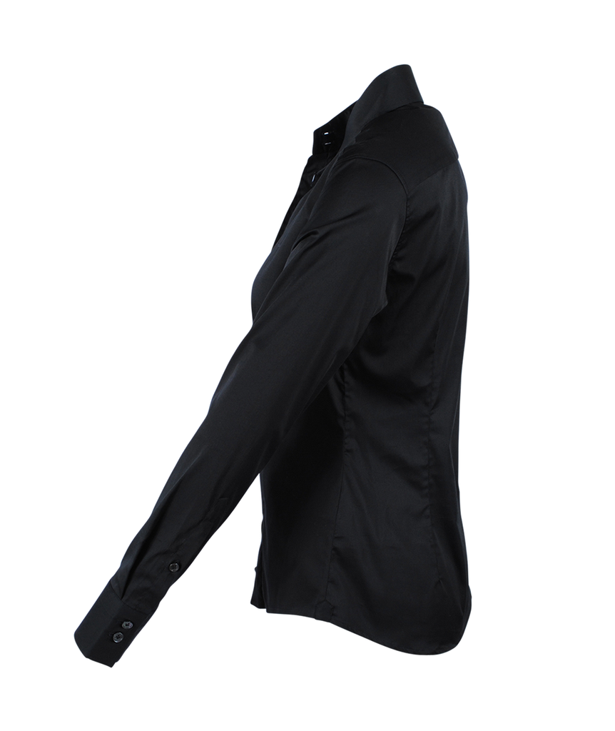 Bluse Basic tailliert | schwarz