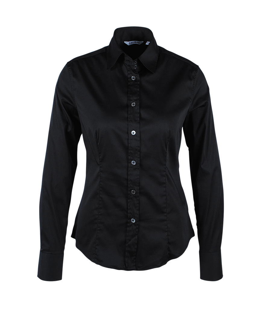 Bluse Basic tailliert | schwarz