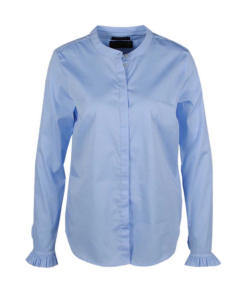 Bluse Rüsche | hellblau