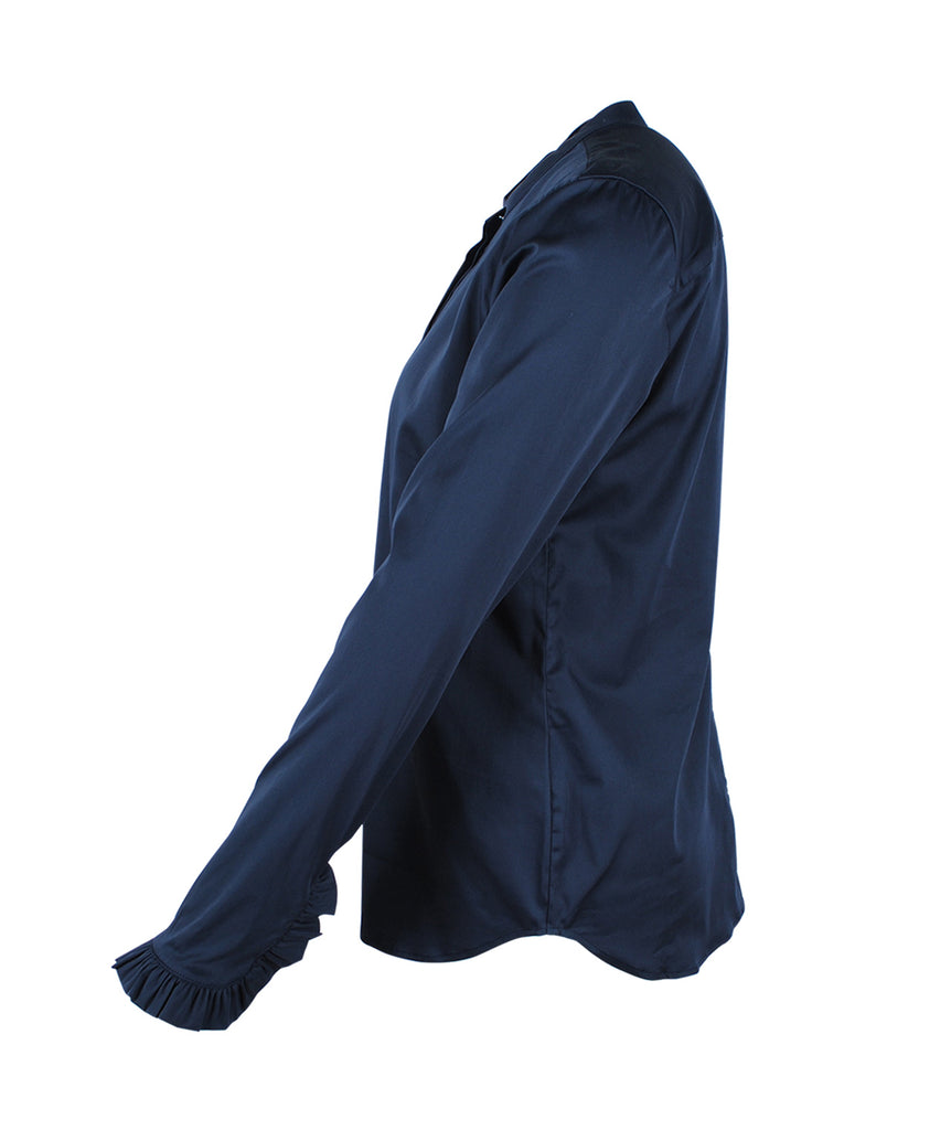 Bluse Rüsche | nachtblau