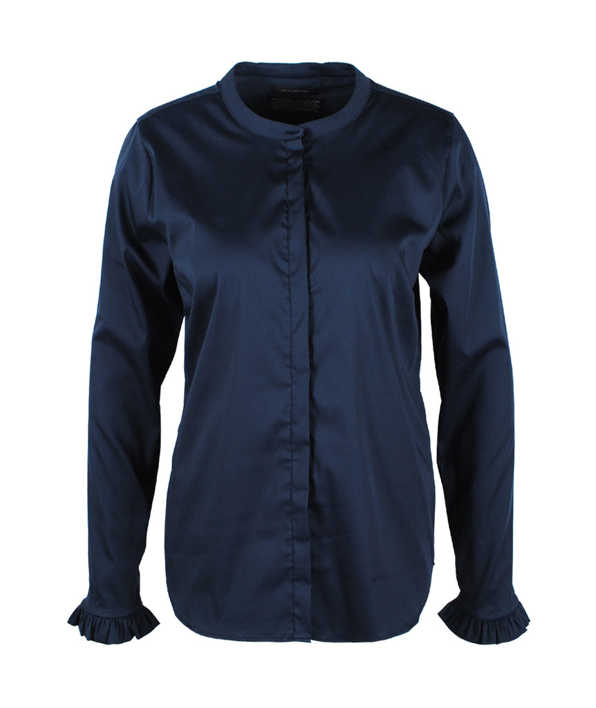 Bluse Rüsche | nachtblau