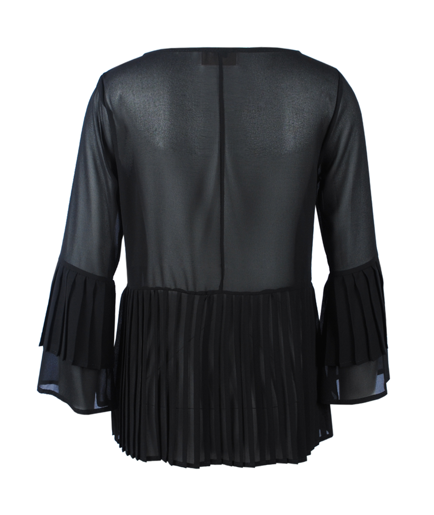 Blusenshirt Plissee | schwarz