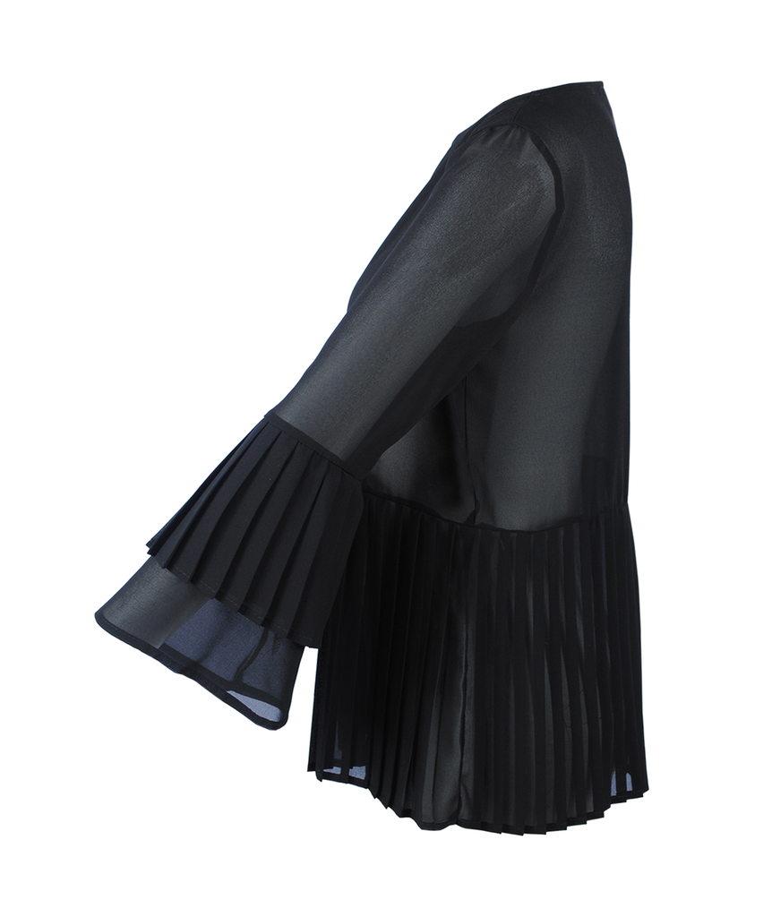 Blusenshirt Plissee | schwarz