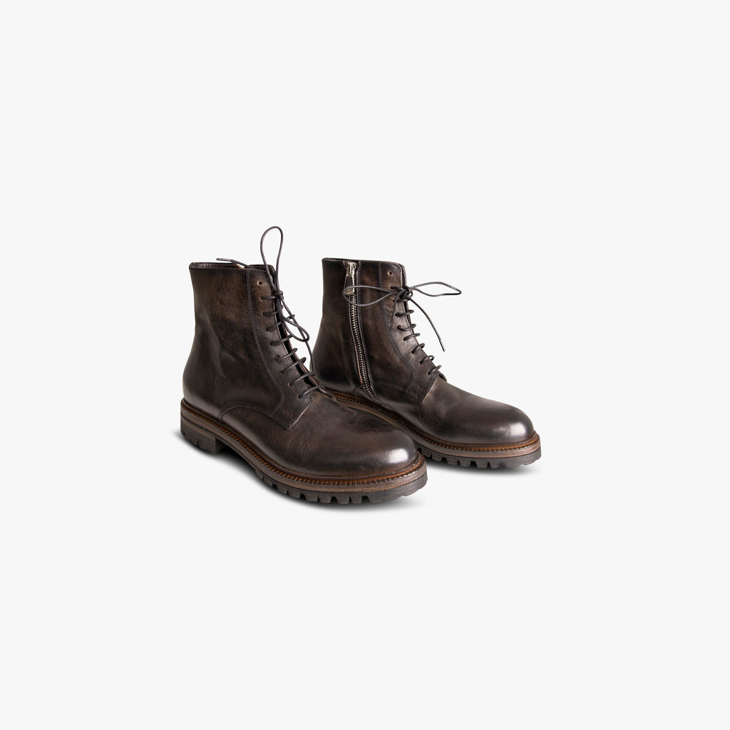 Schnürbootie gefüttert | dunkelbraun