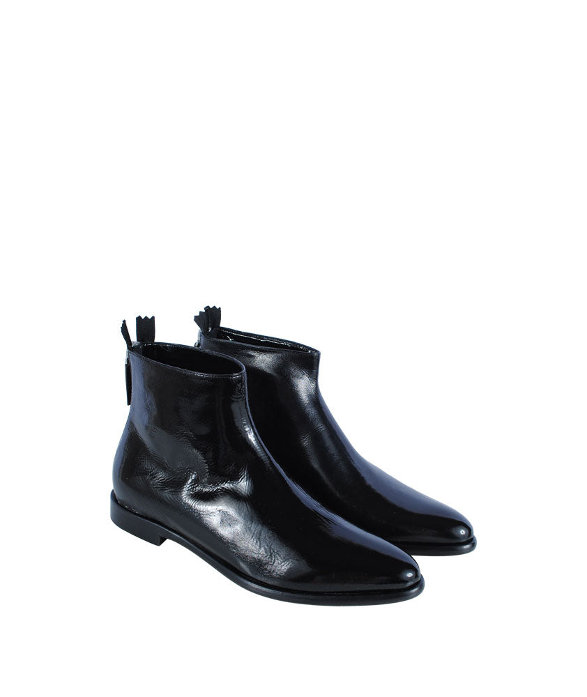 Stiefelette Lackleder | schwarz