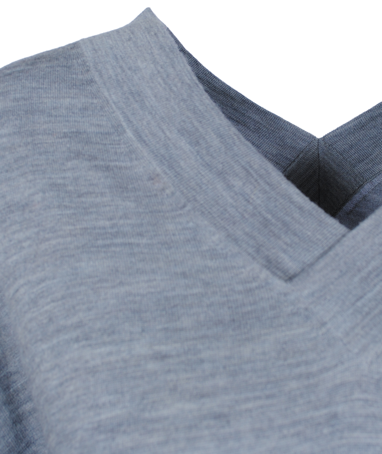 Doppel-V-Feinstrickpulli | graumelange