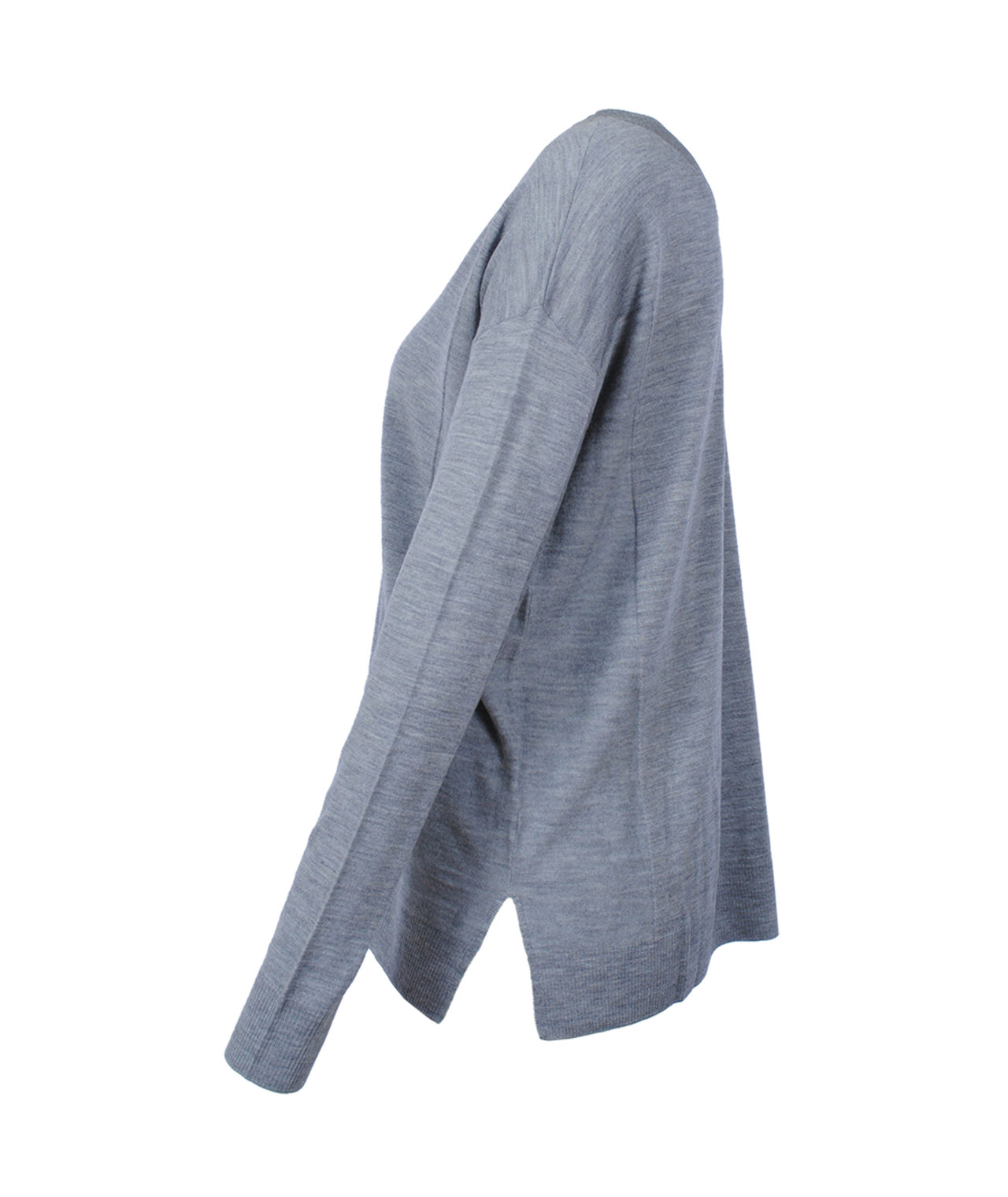 Doppel-V-Feinstrickpulli | graumelange