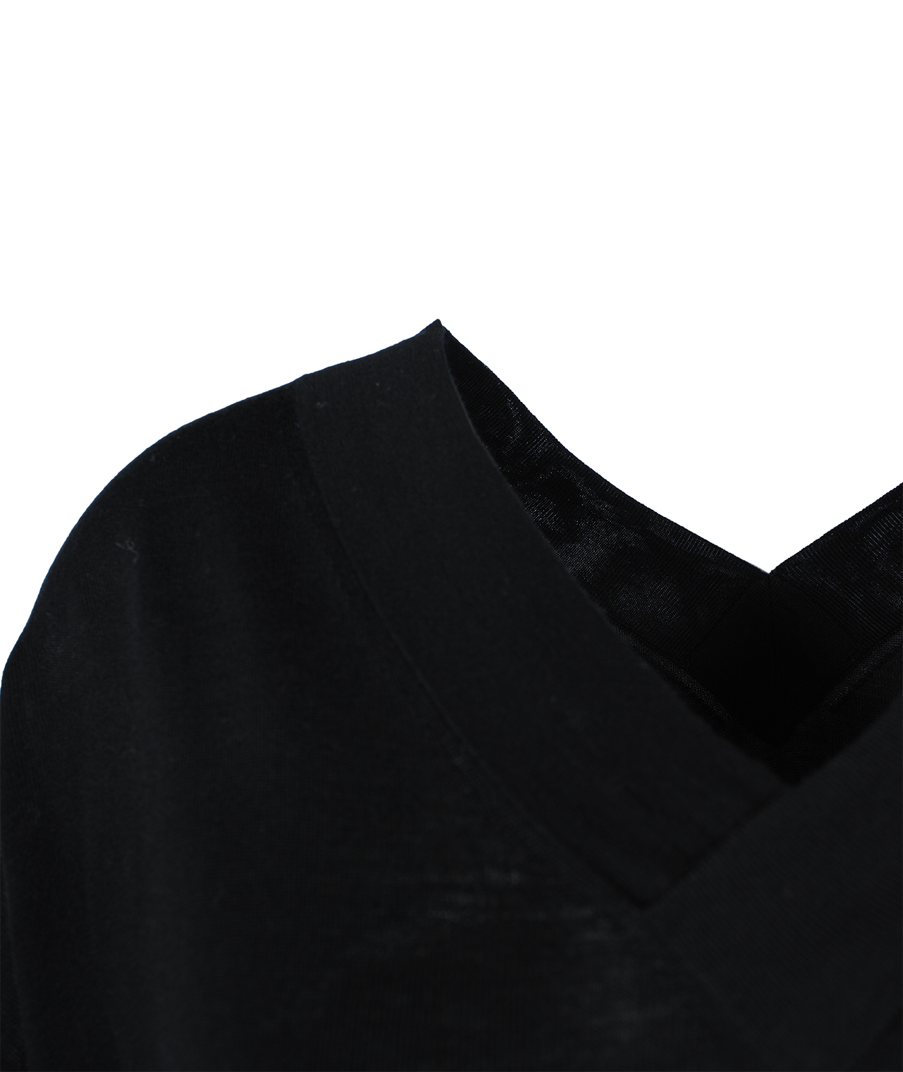 Doppel-V-Feinstrickpulli | schwarz
