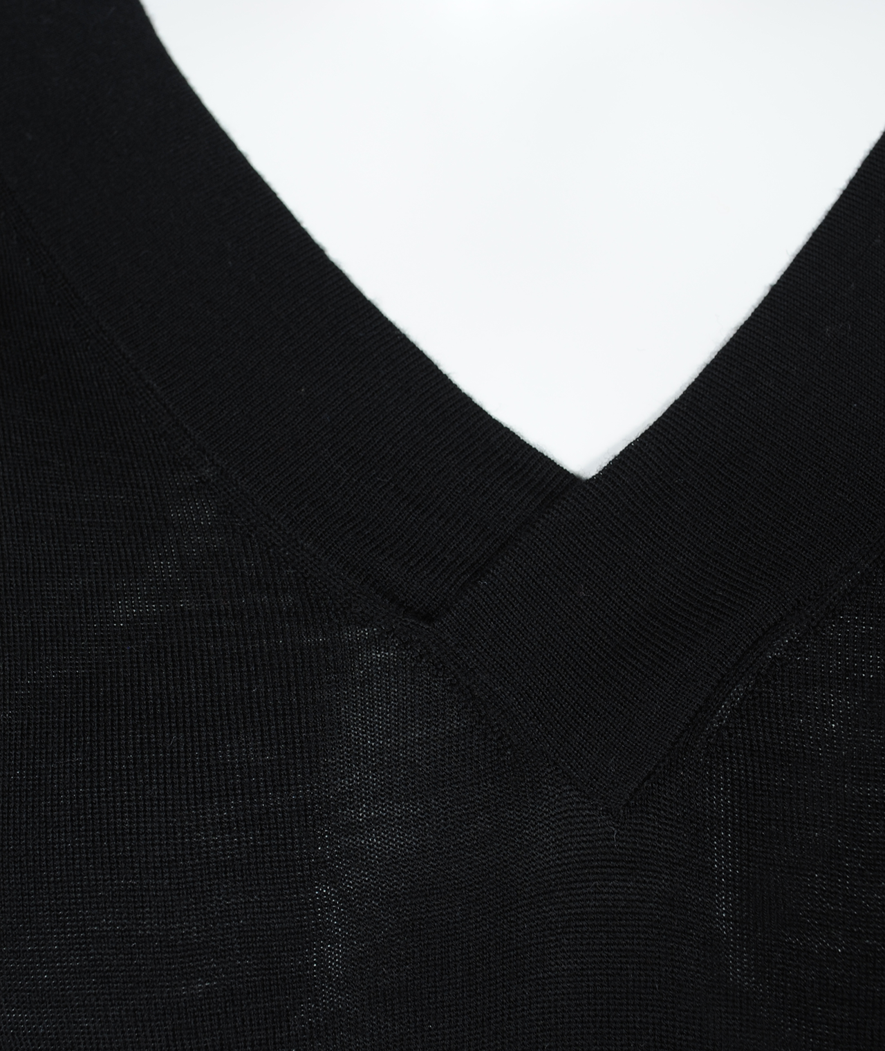Doppel-V-Feinstrickpulli | schwarz