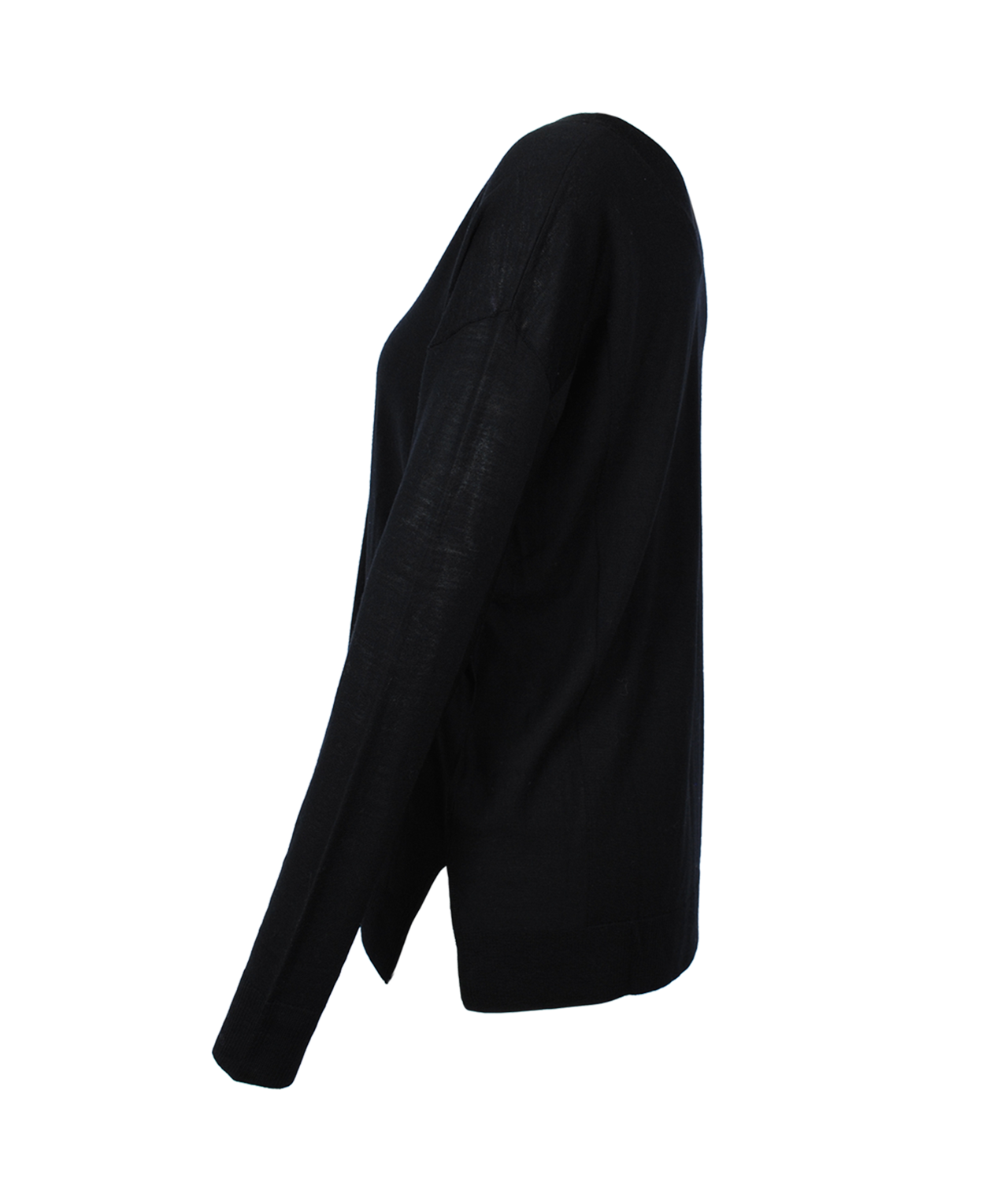 Doppel-V-Feinstrickpulli | schwarz