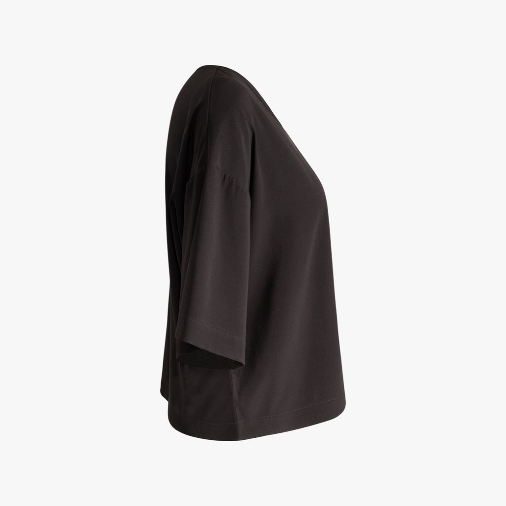Blusenshirt Seidenstretch | schwarz