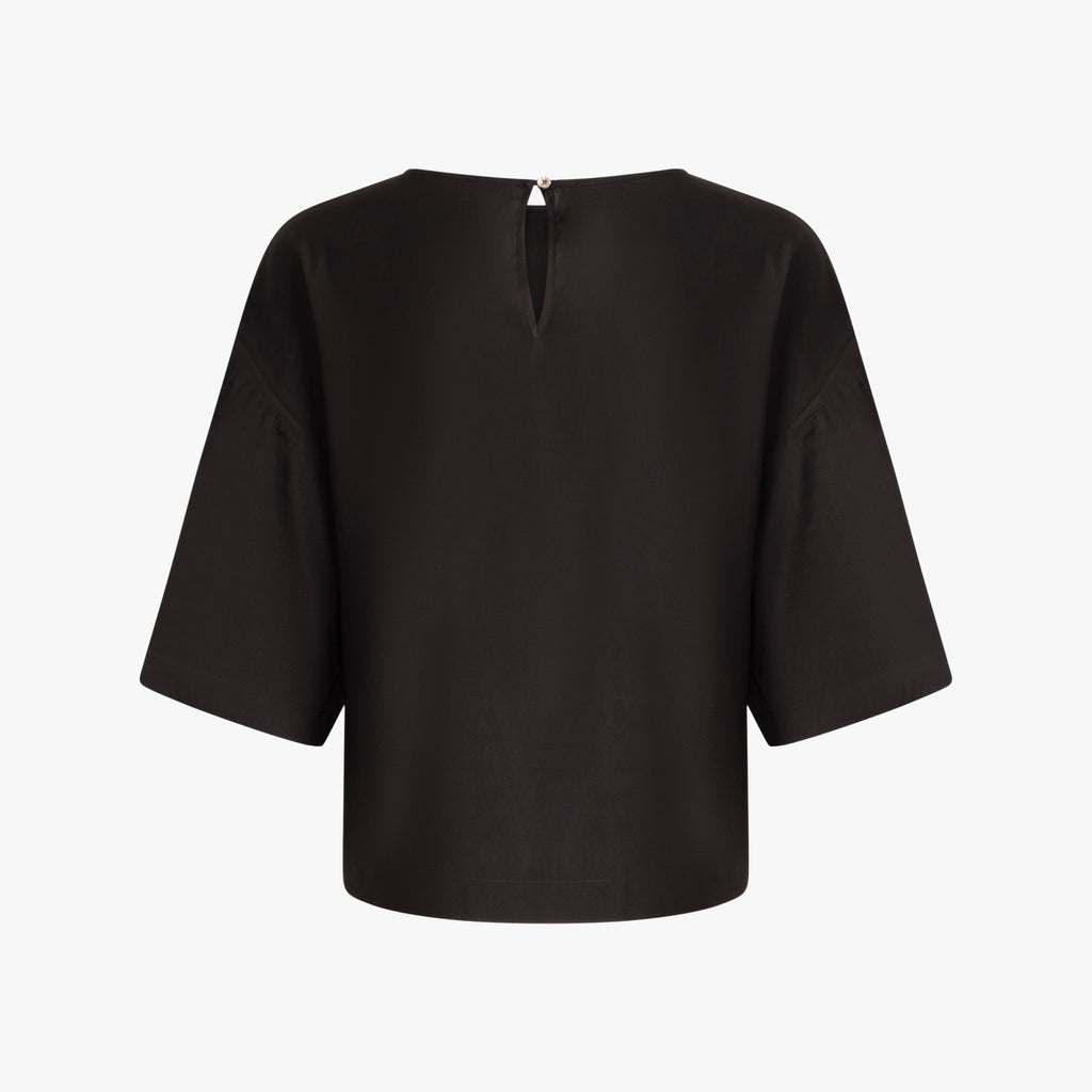 Blusenshirt Seidenstretch | schwarz