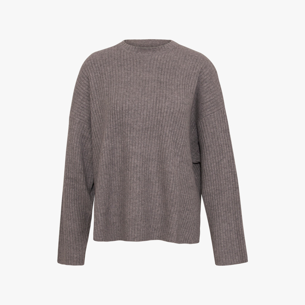 Rippenpullover Cashmere | graumelange