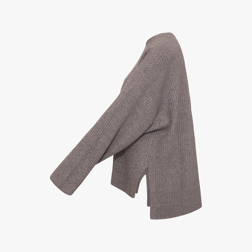 Rippenpullover Cashmere | graumelange