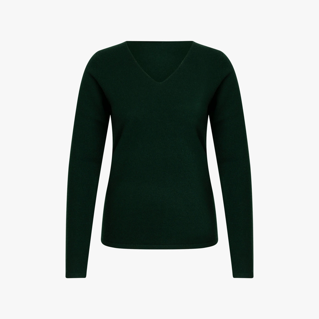 V-Pulli Basic Cashmere | flaschengrün