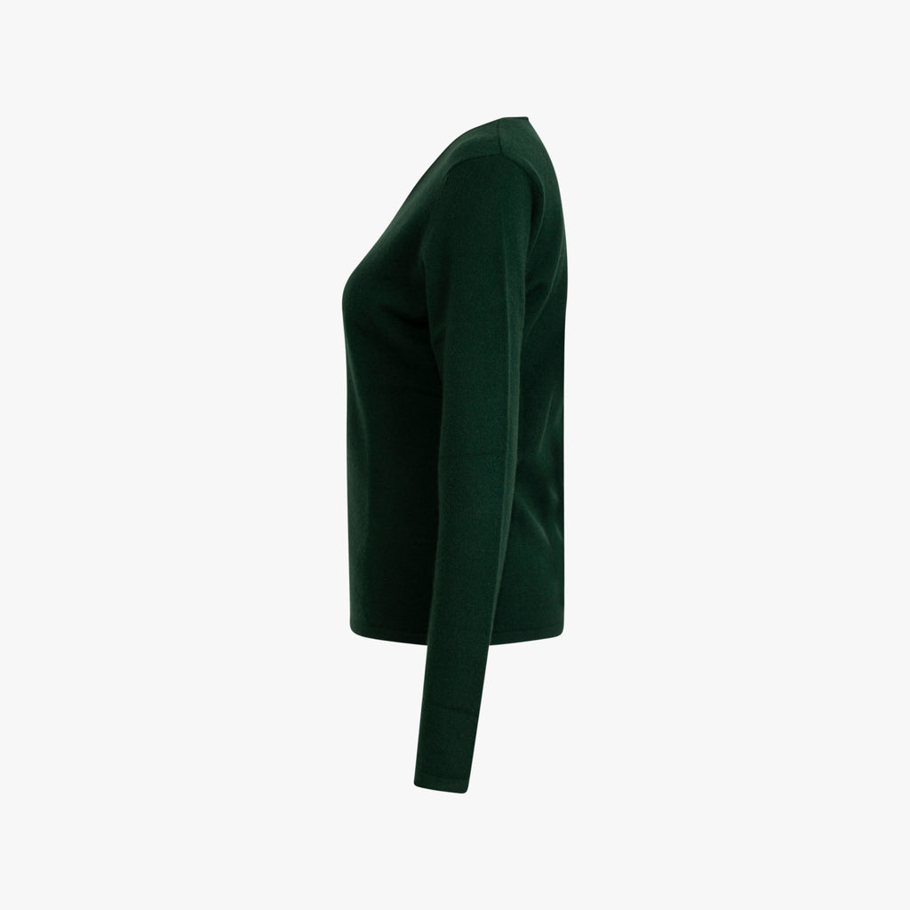 V-Pulli Basic Cashmere | flaschengrün