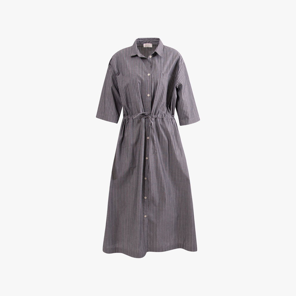 Kleid Tunnelzug Streifen | grau