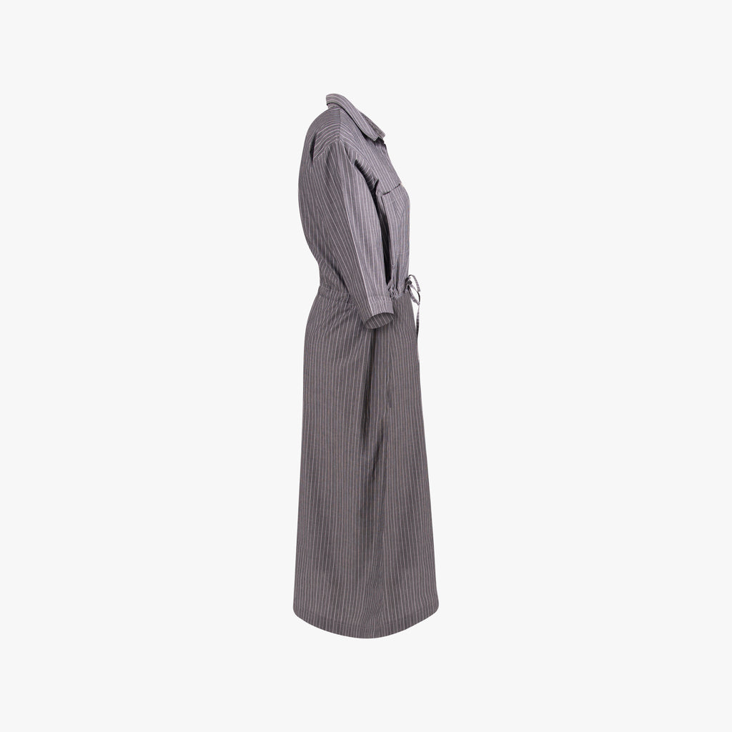 Kleid Tunnelzug Streifen | grau