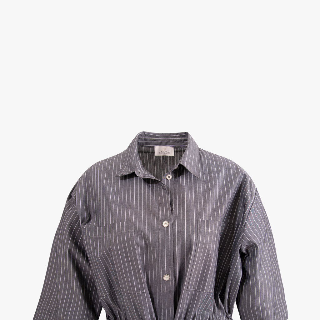 Kleid Tunnelzug Streifen | grau