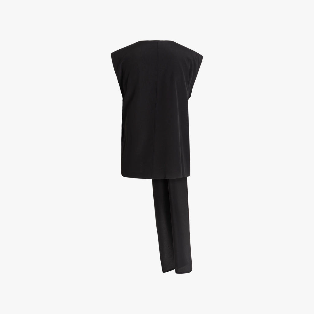 Blusentop mit Schal | schwarz